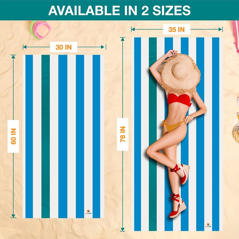 Suncube SUN CUBE Microfiber Beach Towel, Quick Dry Sand Free Beach Towel, Lightweight Compact Travel Swim Towel for Pool, Camping, Sand Resistant Packable Adult Towel- Blue 60x30 Inches - Image 3